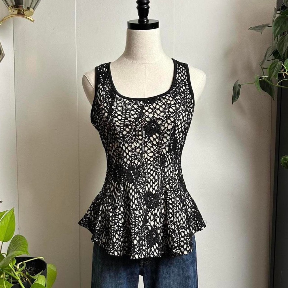 Love Culture Black Lace Peplum Tank Top Whimsygoth Sleeveless Small